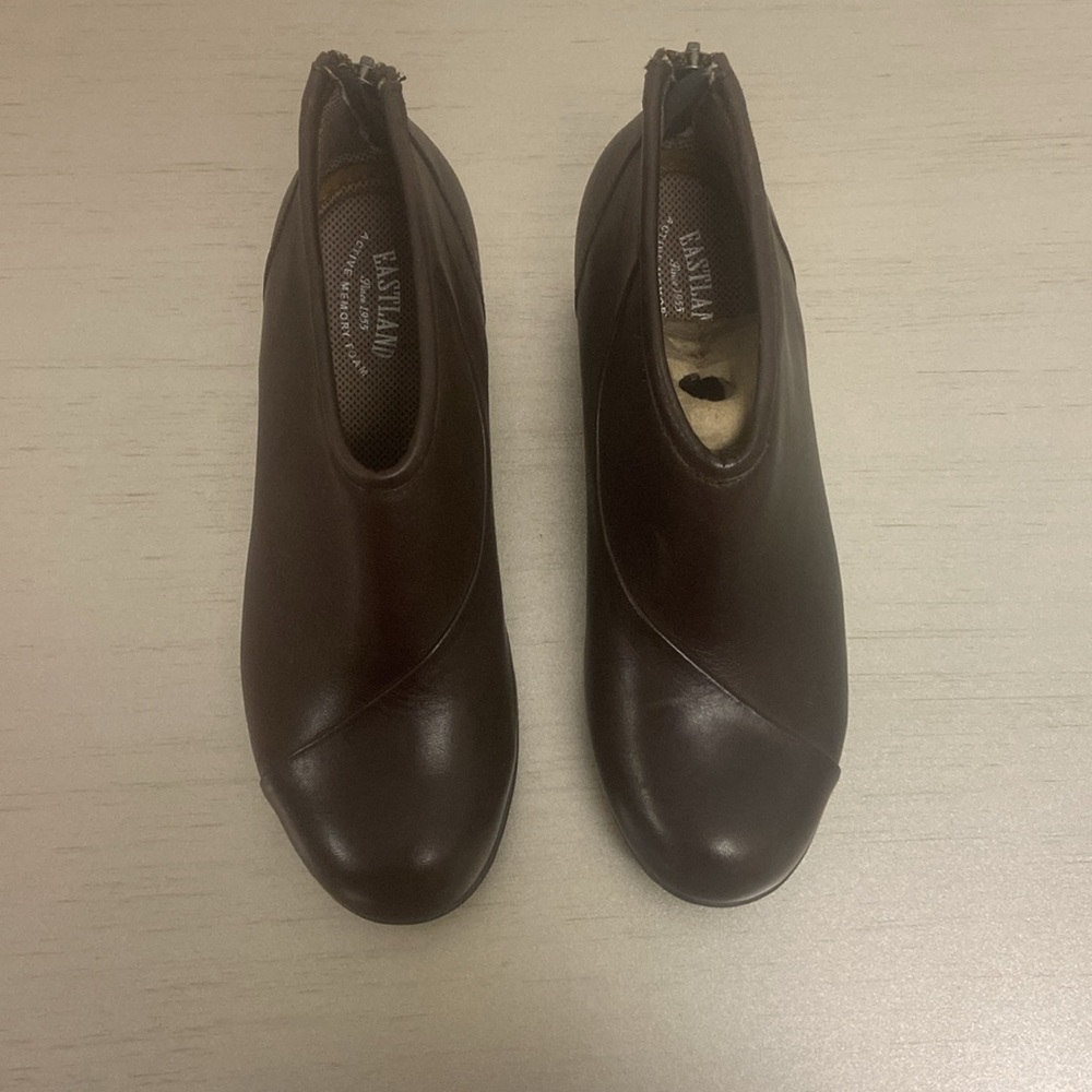 Brown Eastland wedge booties. Size 8.